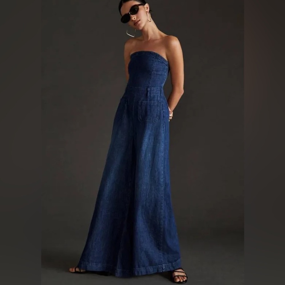 Anthropologie Pilcro Skipper Denim Wide Leg Jumpsuit